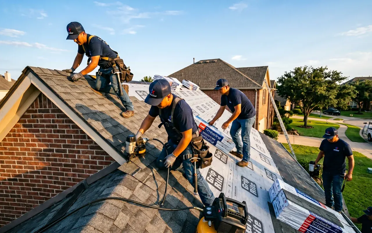 Full GAF asphalt shingle roof replacement on a Southlake DFW home